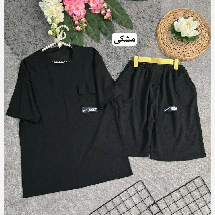 ست تی شرت و شلوارک بیسکویتی فری سایز 36 تا 46 جیب دار