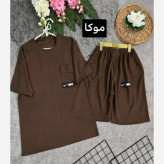 ست تی شرت و شلوارک بیسکویتی فری سایز 36 تا 46 جیب دار