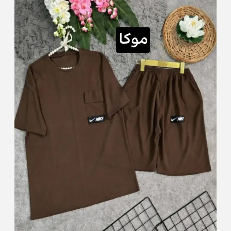 ست تی شرت و شلوارک بیسکویتی فری سایز 36 تا 46 جیب دار