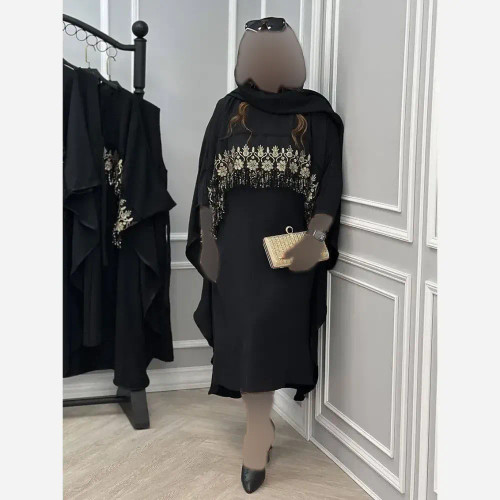سارافون شنل فاخر جنس بوگاتی رنگ مشکی سایز فری 38 تا 46