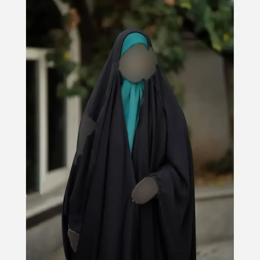 چادر جده مرواریدی مشکی جنس کرپ حریرالاسود