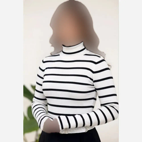 بادی فینگردار راه راه یقه اسکی فانریپ کش کیفیت عالی فری سایز