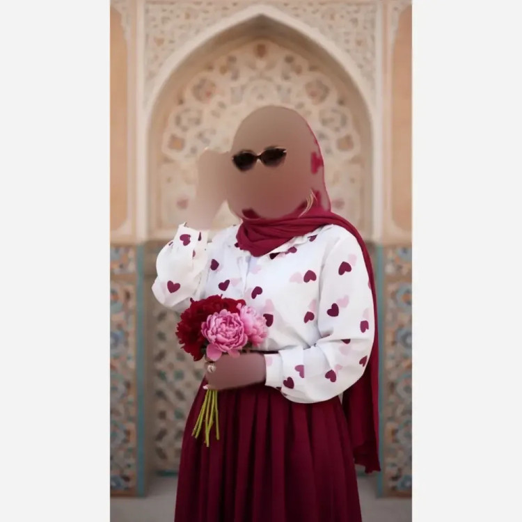سه تیکه قلبی شومیز بوگاتی و دامن پوپلین کتان فری سایز