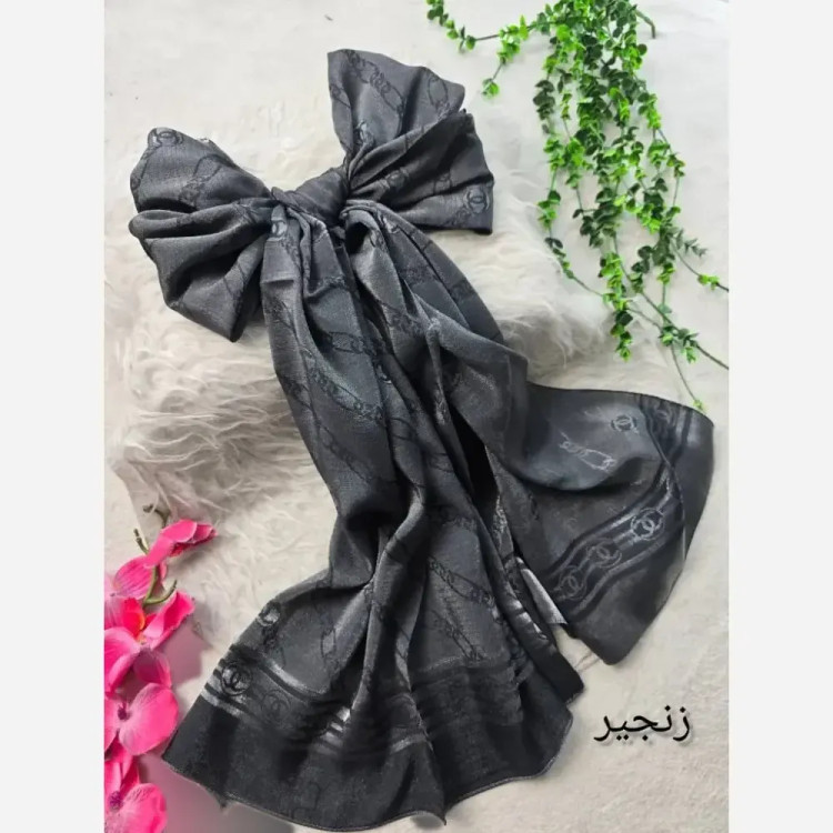 شال ژاکارد دورو شیشه ای طرح دار مجلسی ضخیم ابعاد 187 در 68 سانتیمتر