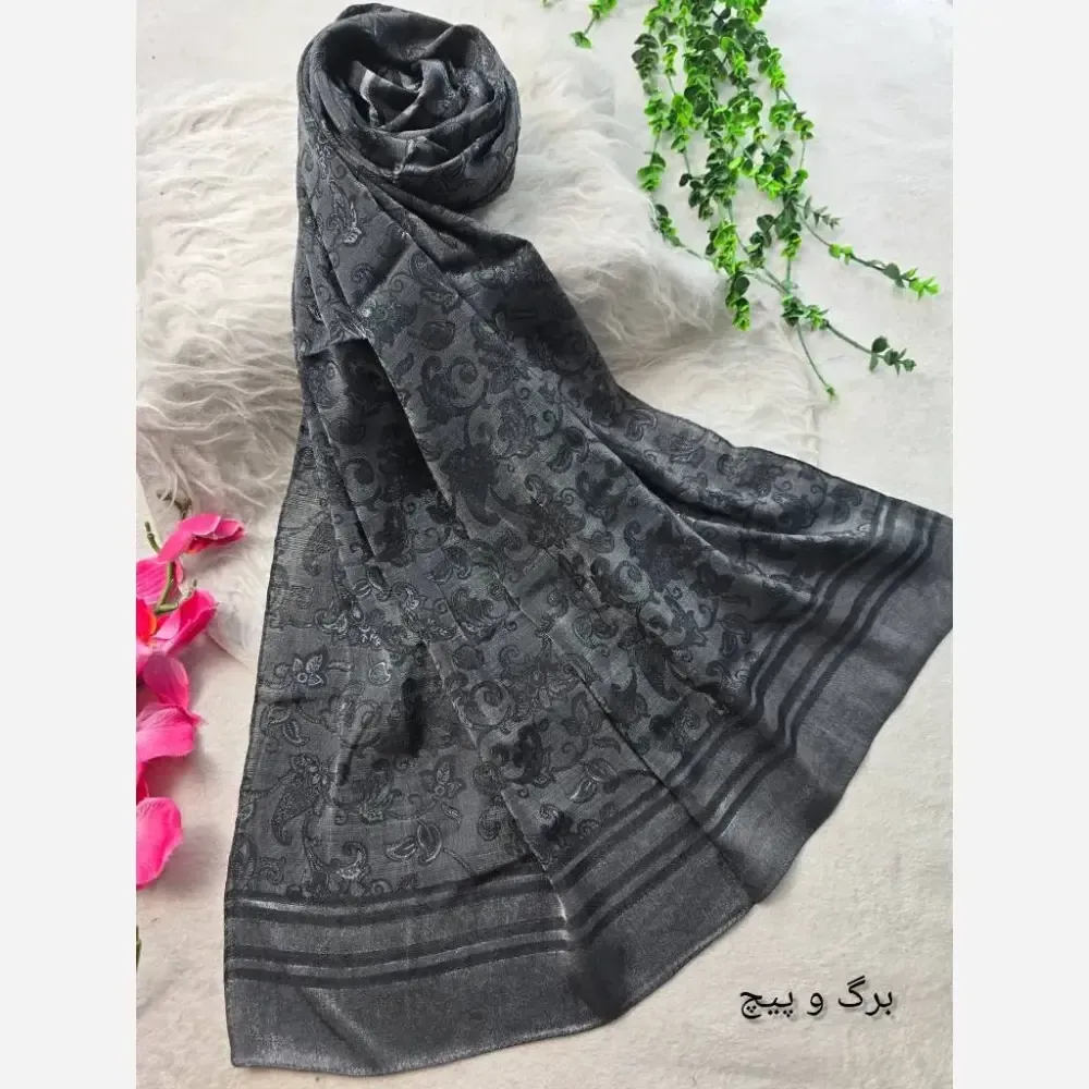 شال ژاکارد دورو شیشه ای طرح دار مجلسی ضخیم ابعاد 187 در 68 سانتیمتر