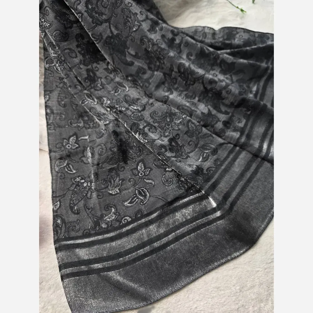 شال ژاکارد دورو شیشه ای طرح دار مجلسی ضخیم ابعاد 187 در 68 سانتیمتر