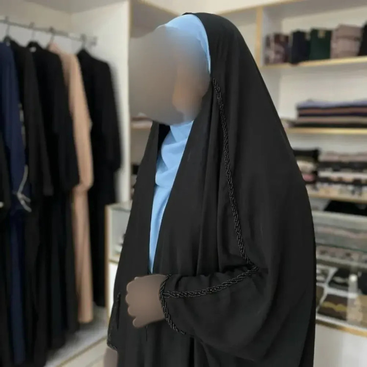چادر جده منجوق دولاین کن کن ندا مشکی در سایزهای 150 تا 170