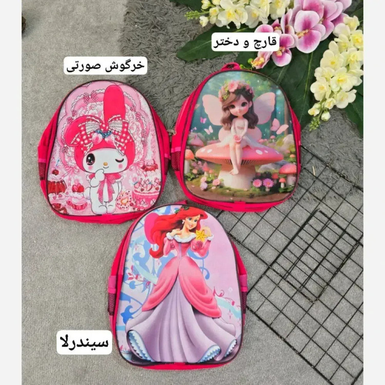 کوله پشتی دبستانی برزنتی دو زیپ طرح فانتزی