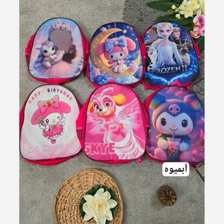 کوله پشتی دبستانی برزنتی دو زیپ طرح فانتزی