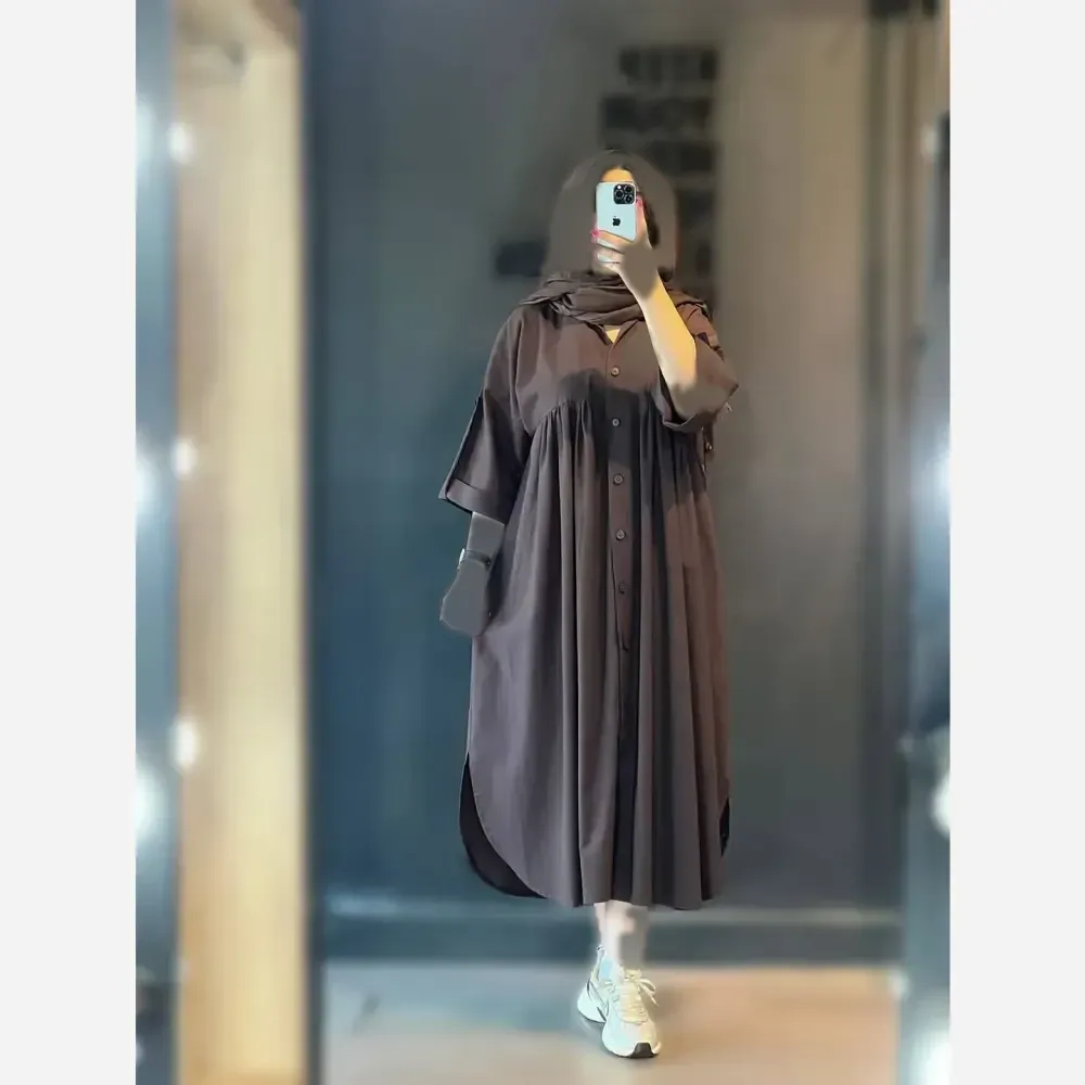 کفتان جلودکمه آستین پاگون جنس لینن اعلا سایز 38 تا 46