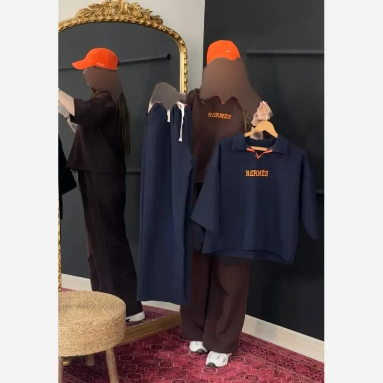 ست بلوز و شلوار مازراتی درجه یک اورجینال طرح HERMES سایز فری 38 تا 46