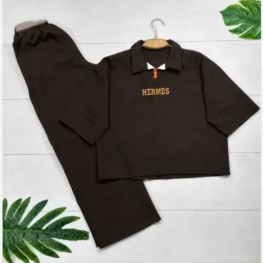 ست بلوز و شلوار مازراتی درجه یک اورجینال طرح HERMES سایز فری 38 تا 46