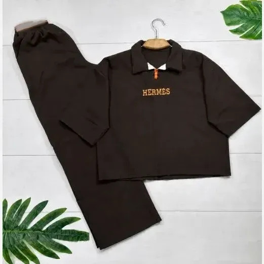ست بلوز و شلوار مازراتی درجه یک اورجینال طرح HERMES سایز فری 38 تا 46