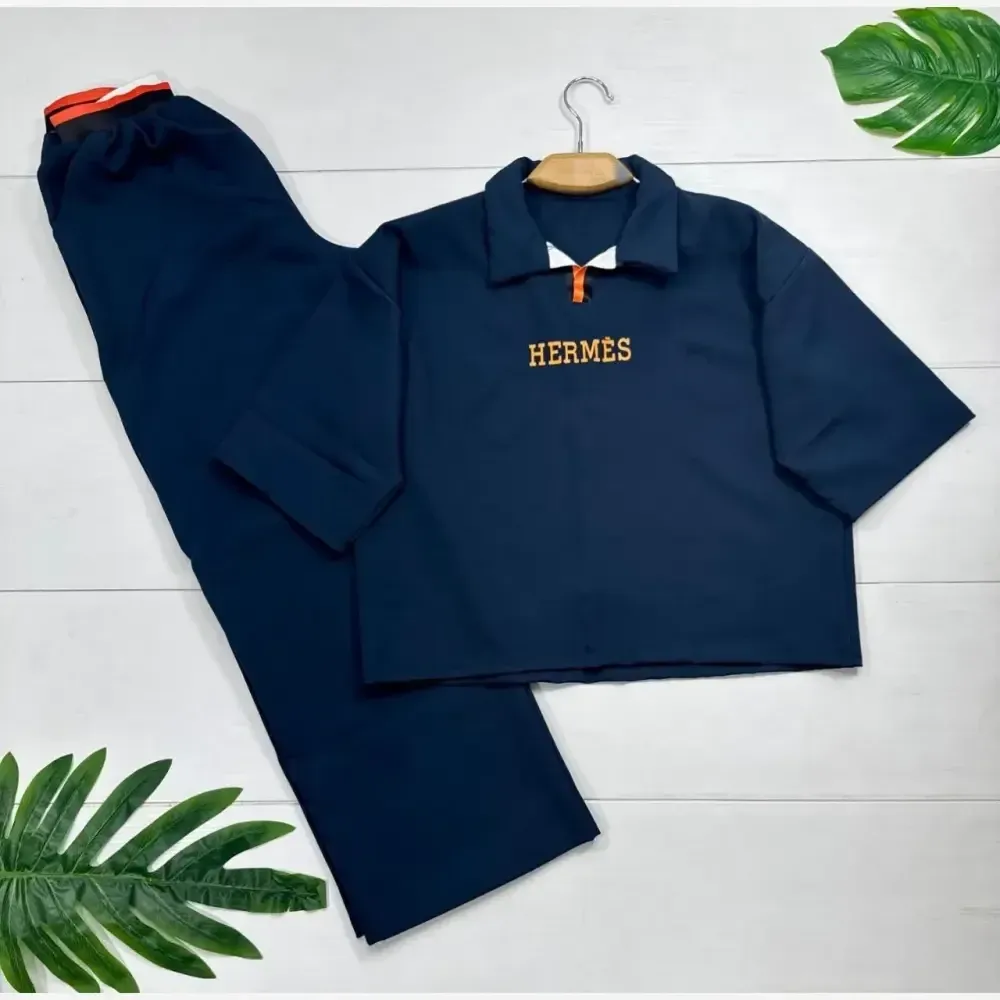 ست بلوز و شلوار مازراتی درجه یک اورجینال طرح HERMES سایز فری 38 تا 46