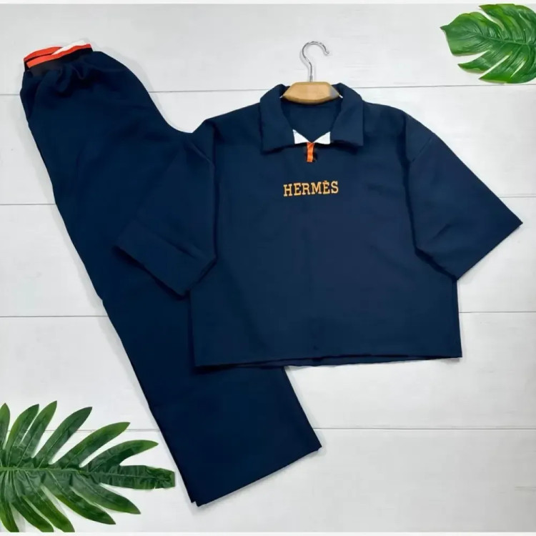 ست بلوز و شلوار مازراتی درجه یک اورجینال طرح HERMES سایز فری 38 تا 46