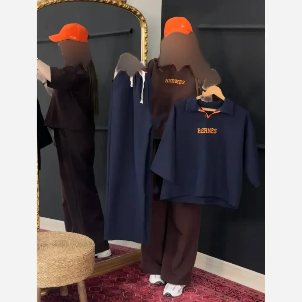 ست بلوز و شلوار مازراتی درجه یک اورجینال طرح HERMES سایز فری 38 تا 46