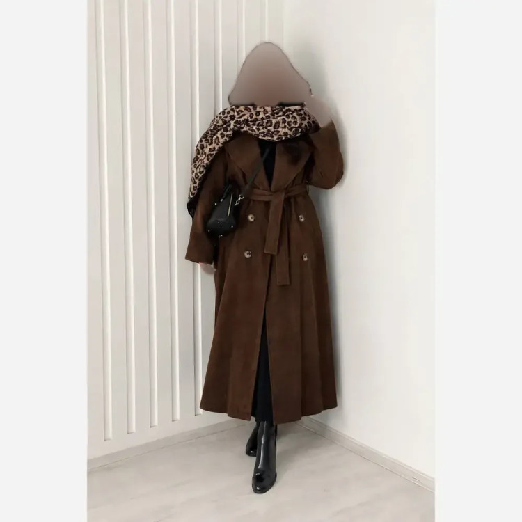 پالتو سوییت زنانه مدل سارا جنس سوییت گرم بالا رنگ شکلاتی