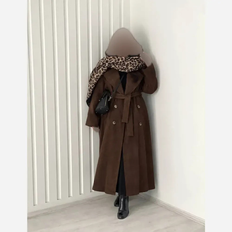 پالتو سوییت زنانه مدل سارا جنس سوییت گرم بالا رنگ شکلاتی