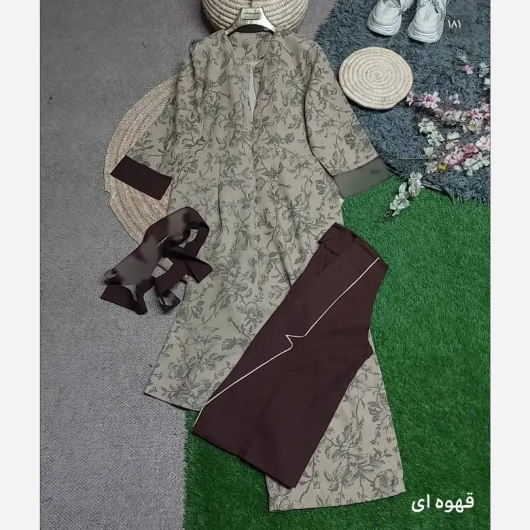 ست کت و اورال لینن نچرال آپامه رنگبندی سایز 38 تا 46 فری