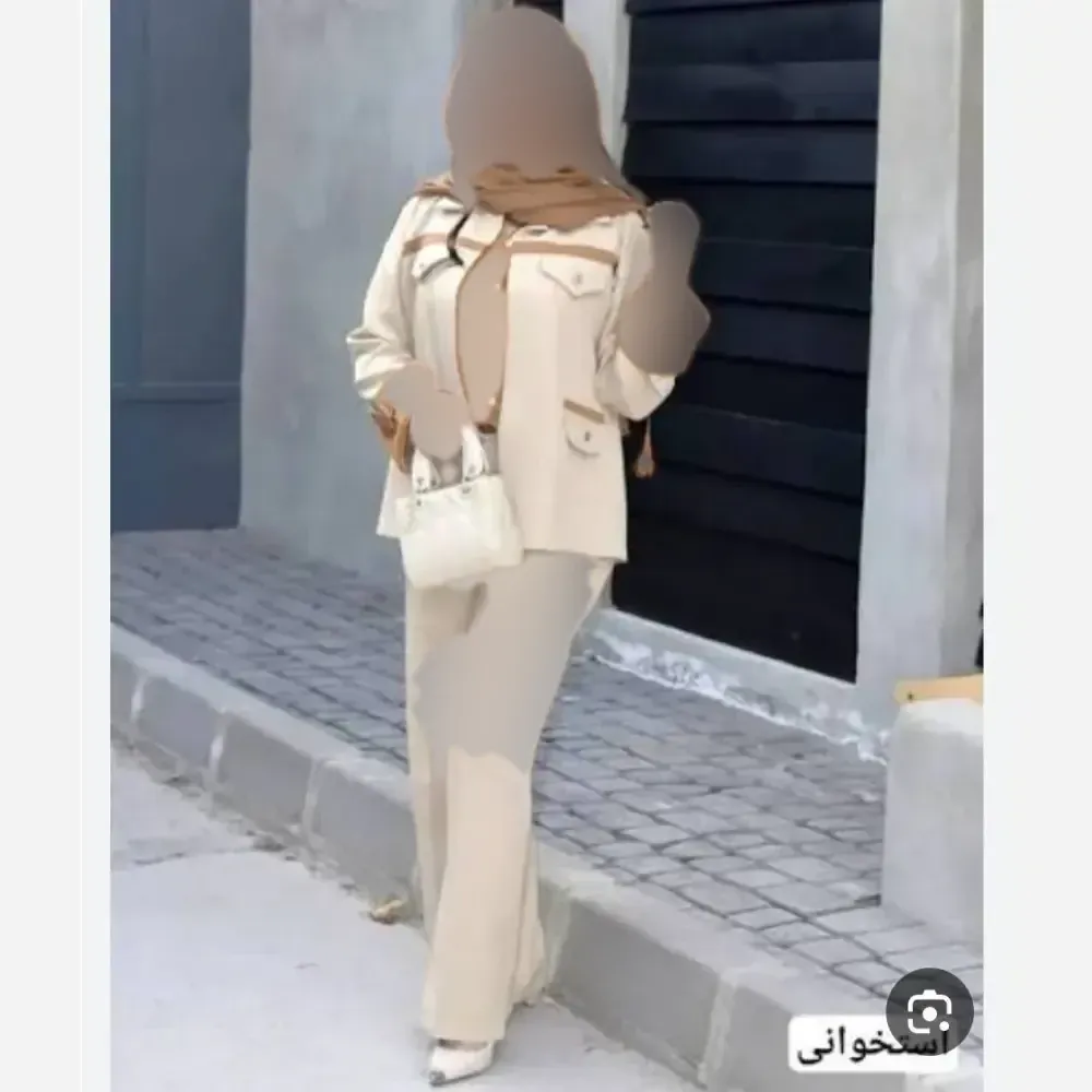 ست 2 تیکه پاییزه زنانه مدل دلداده جنس سوپرمازراتی رنگ مشکی قهوه ای نسکافه ای سایز 38 تا 46