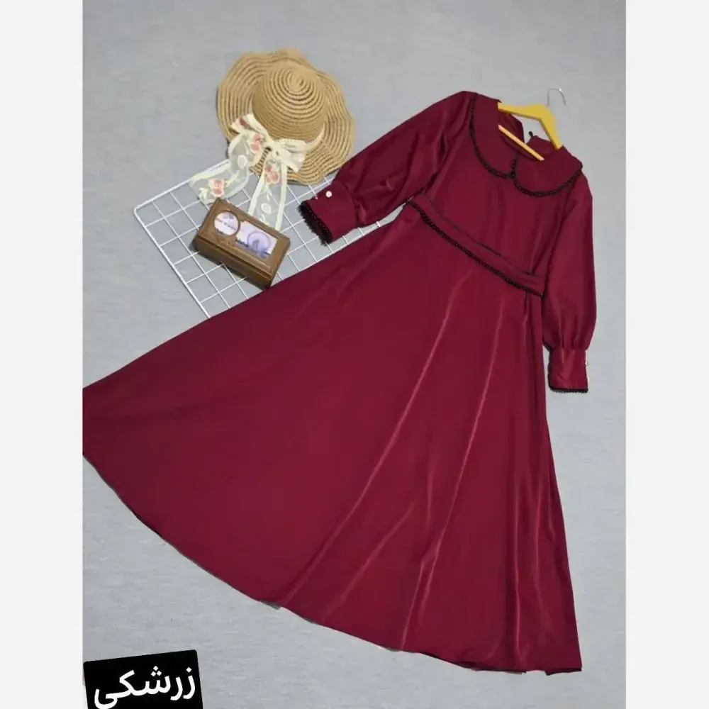 پیراهن بلند مروارید جنس الیزه خرجکار مروارید فری سایز تا 48
