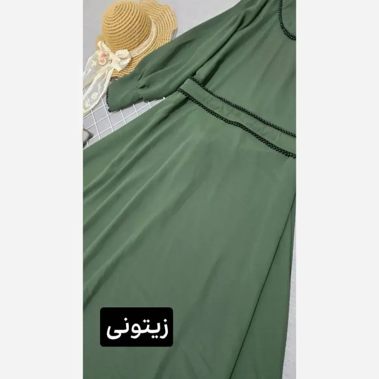 پیراهن بلند مروارید جنس الیزه خرجکار مروارید فری سایز تا 48