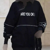 هودی لش زنانه جنس سوپر پنبه طرح are you ok نیم زیپ سایز فری 38 تا 48
