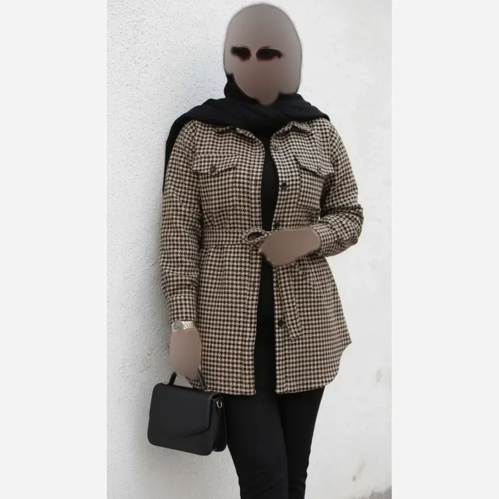 مانتو پاییزه مهوا جنس توییت پشمی کمربند دار