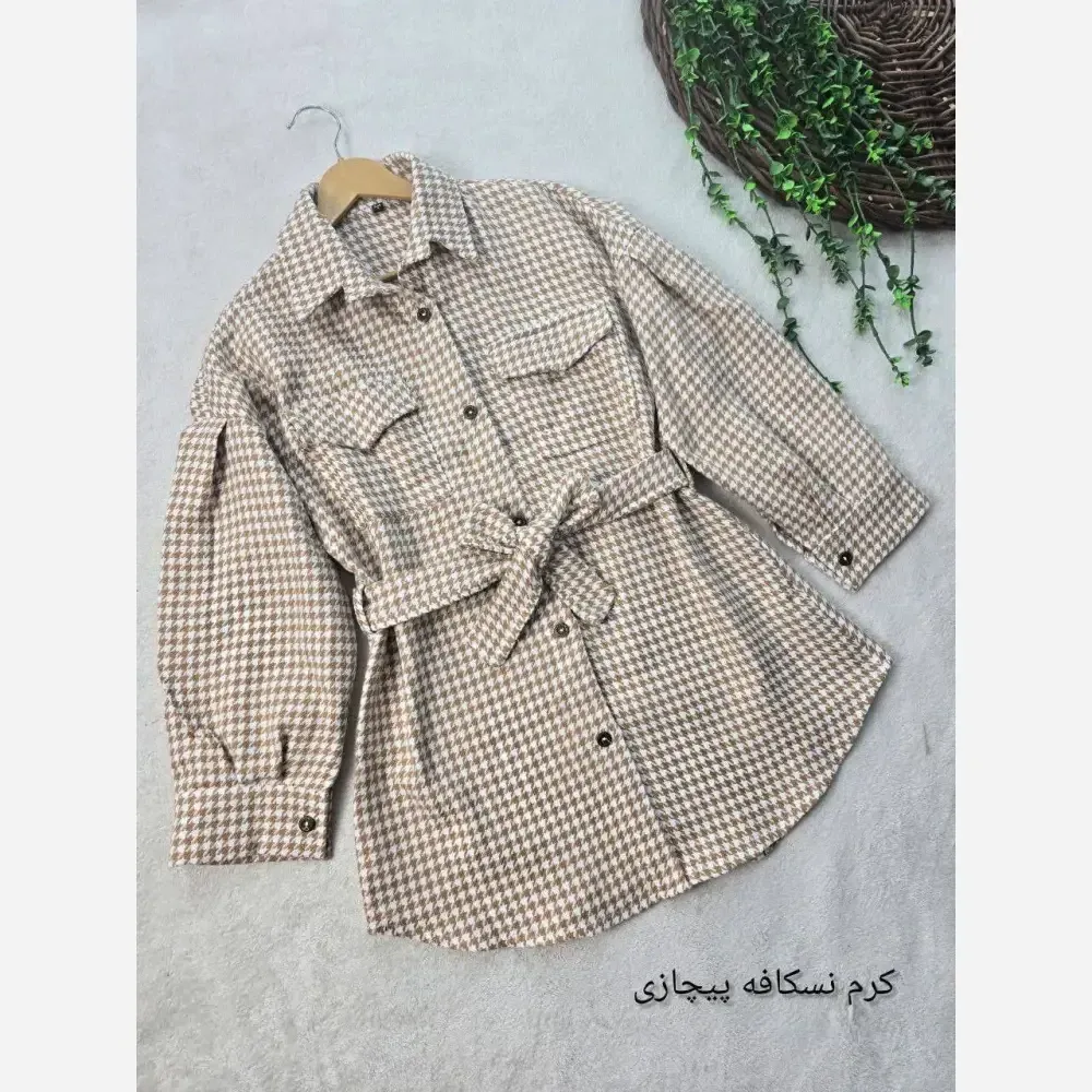 مانتو پاییزه مهوا جنس توییت پشمی کمربند دار