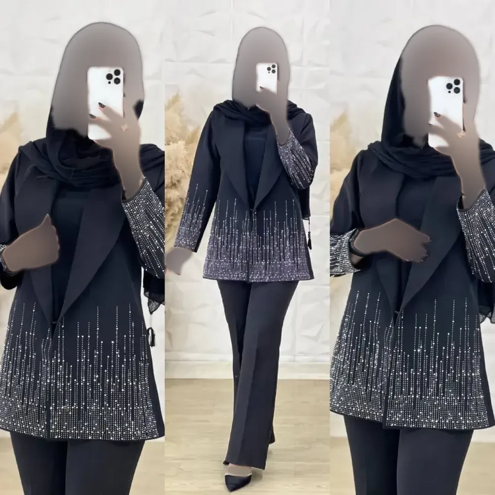 کت نگین آبشاری مازراتی مشکی فری سایز