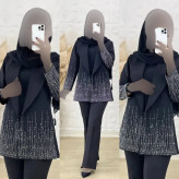 کت نگین آبشاری مازراتی مشکی فری سایز