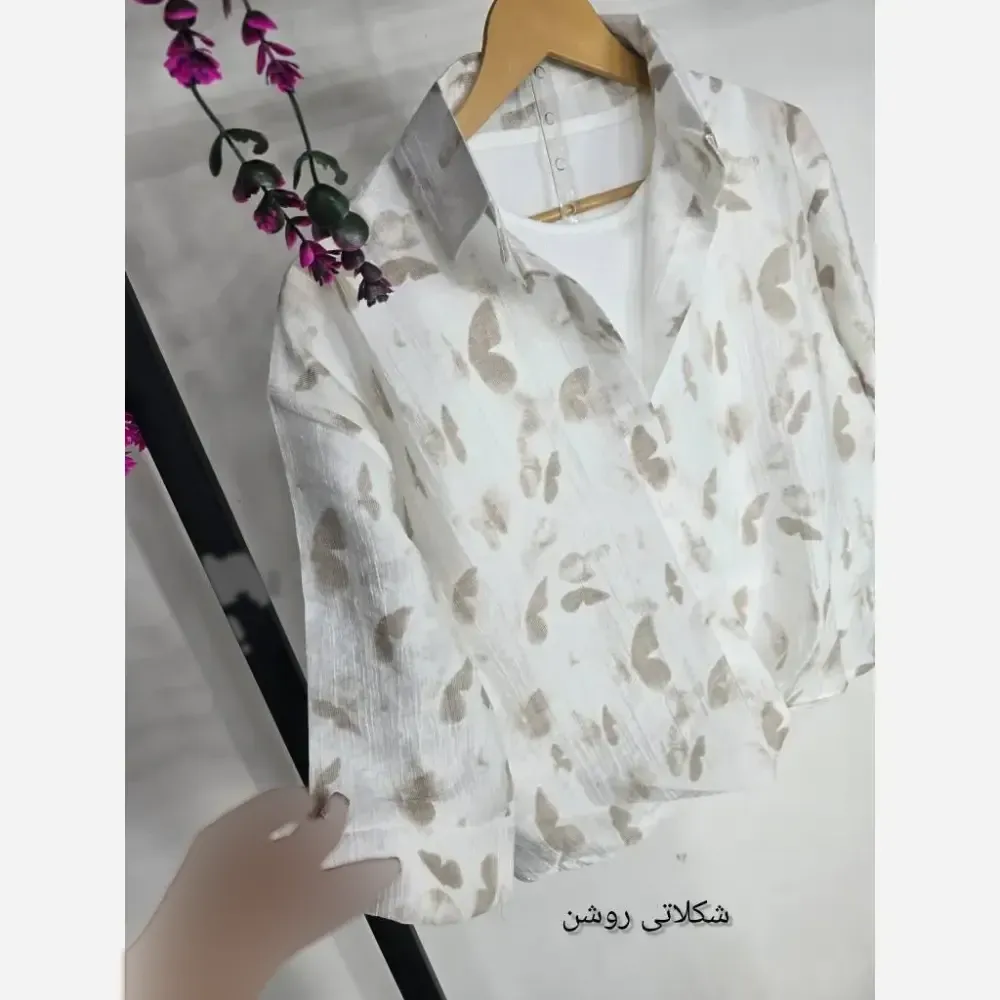 ست دو تکه پروانه تاپ فانریپ و رویه شیشه ای فری سایز