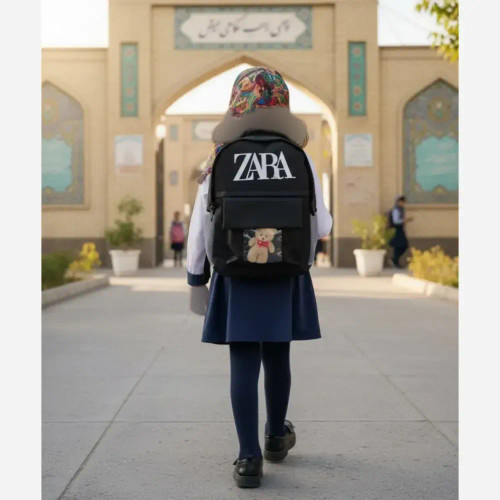کوله پشتی عروسکی زنانه چرمی مدل زارا رنگ مشکی و سبز و زرشکی