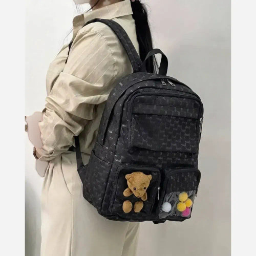 کوله روشا جنس نانسی ابعاد 35 در 40 سانت رنگ مشکی و کرم نسکافه ای