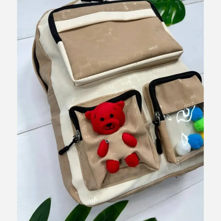 کوله روشا جنس نانسی ابعاد 35 در 40 سانت رنگ مشکی و کرم نسکافه ای