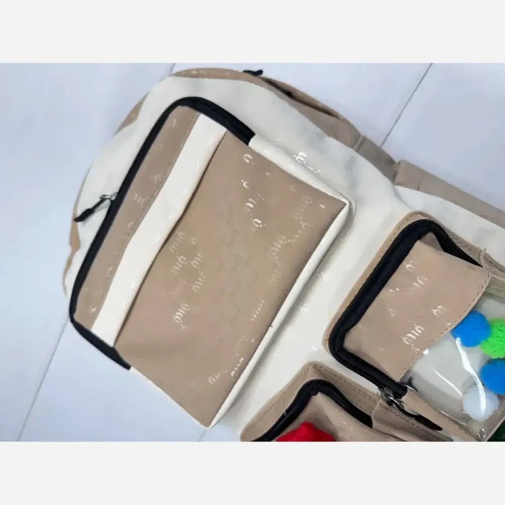 کوله روشا جنس نانسی ابعاد 35 در 40 سانت رنگ مشکی و کرم نسکافه ای