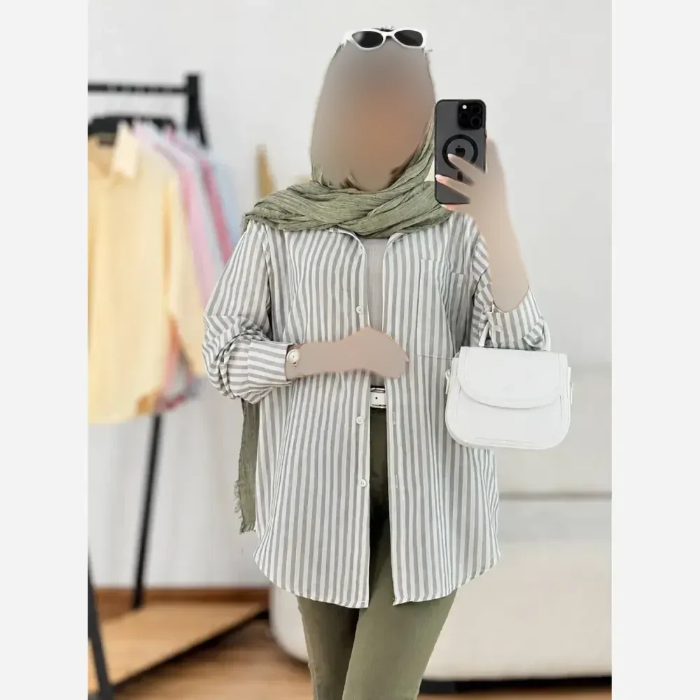 مانتو برلیانس تترون نخ شسته شده فری سایز تک جیب کاربردی