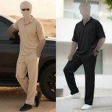 ست مردانه آراد جنس فتیله ای کبریتی فری سایز رنگ مشکی و کرم