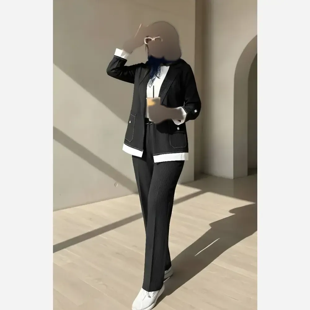 ست کت و شلوار زنانه مدل ساغر جنس مکانیک دیپلمات درجه یک سایز 38 تا 46