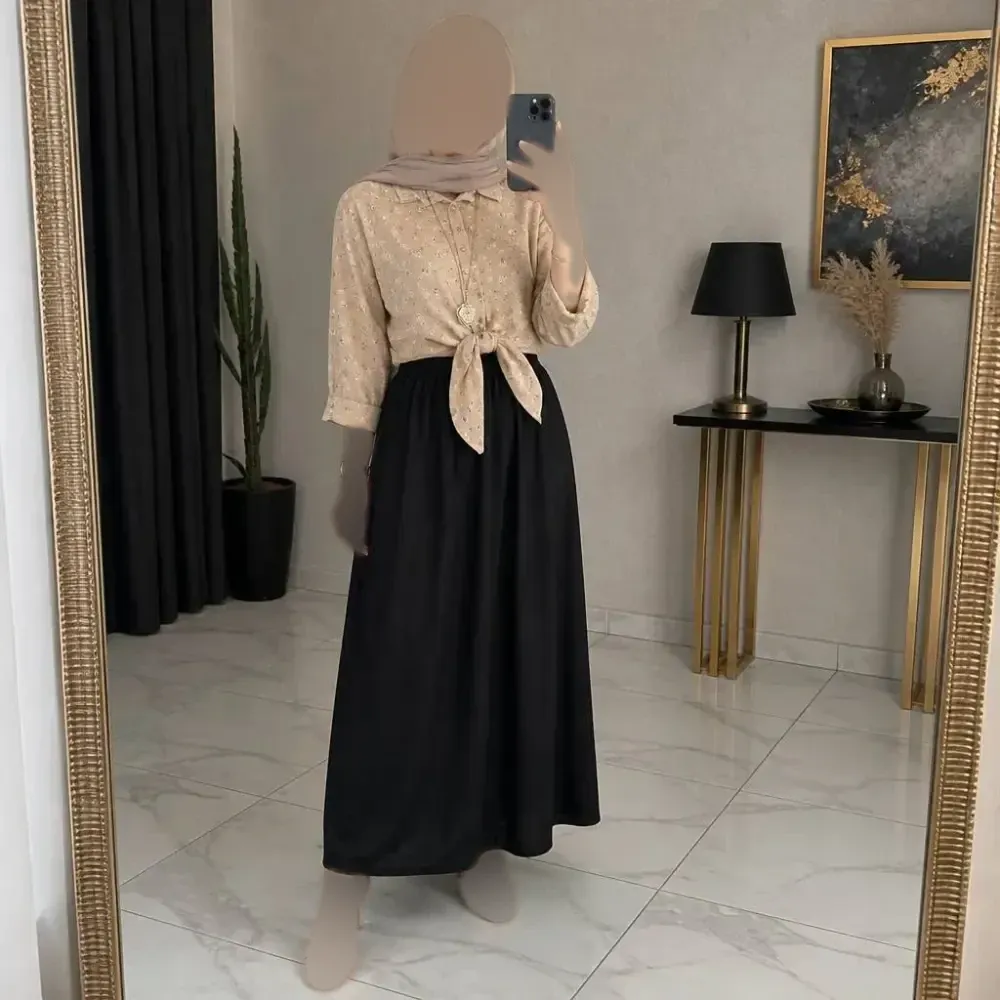 ست شومیز گره ای و دامن شانتون فری سایز زنانه