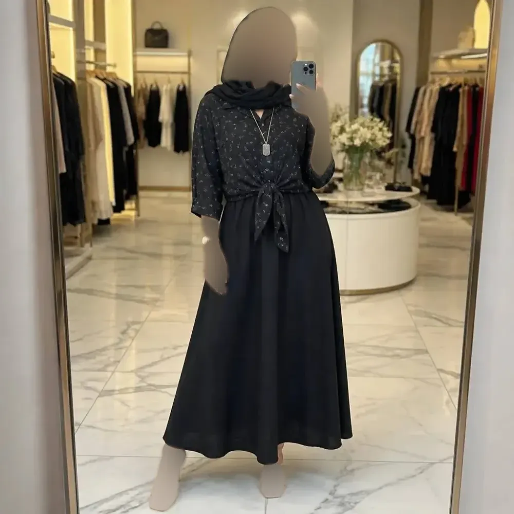 ست شومیز گره ای و دامن شانتون فری سایز زنانه