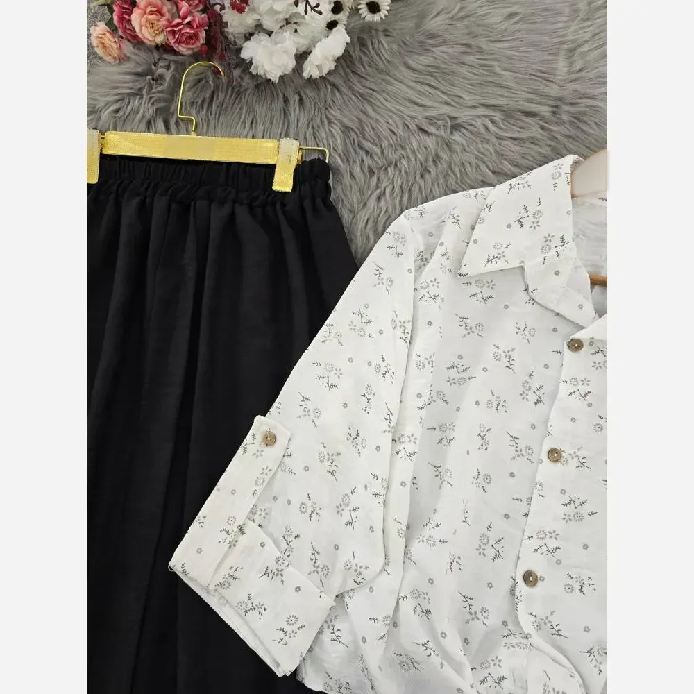 ست شومیز گره ای و دامن شانتون فری سایز زنانه