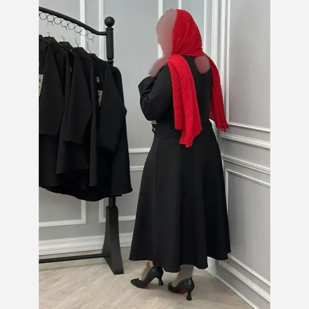 ست مازراتی گلدوزی شده زنانه مدل ثمر مشکی فری سایز 38 تا 46