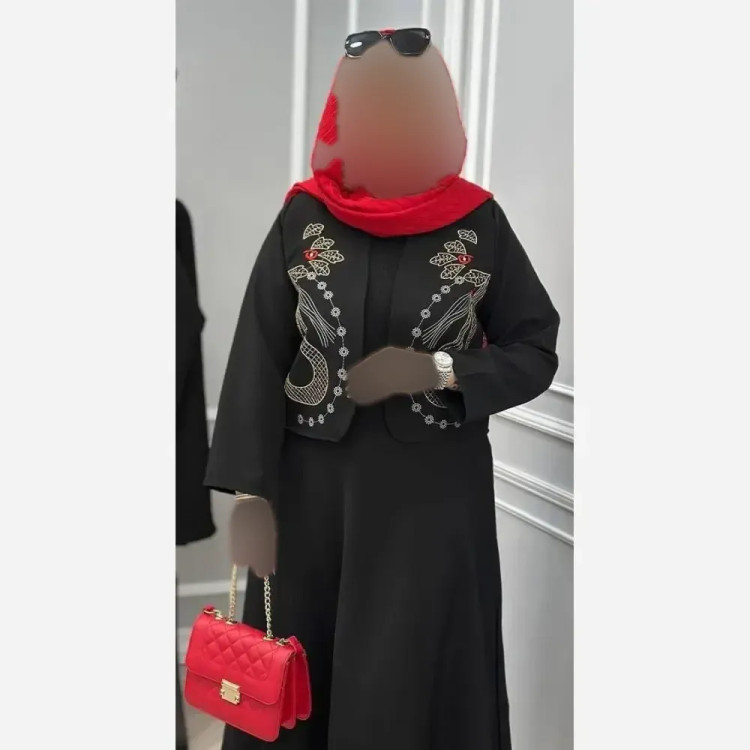 ست مازراتی گلدوزی شده زنانه مدل ثمر مشکی فری سایز 38 تا 46