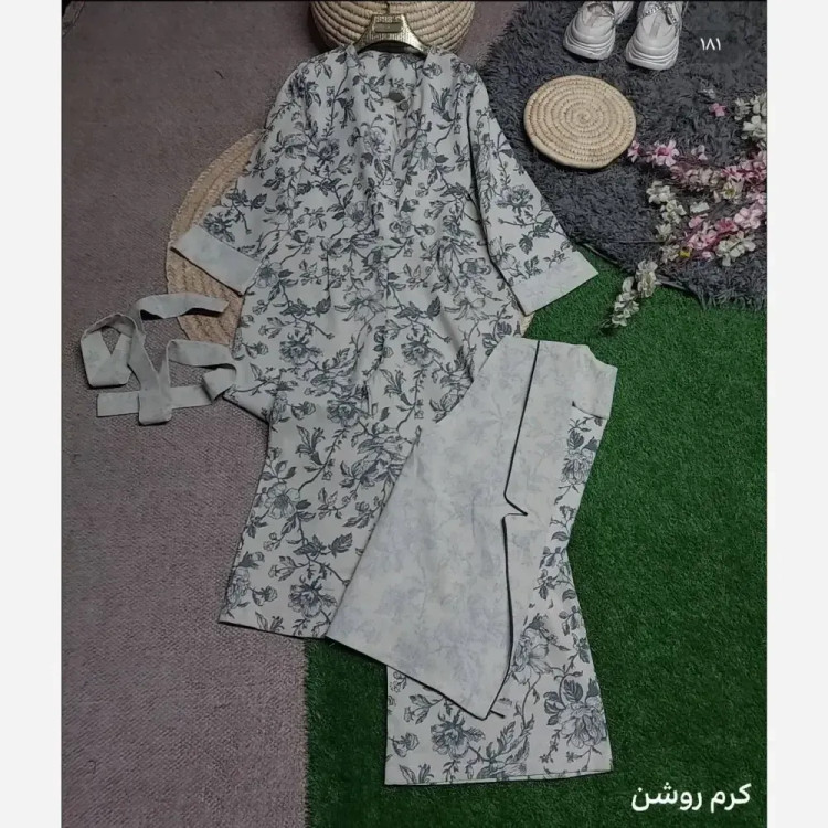 کت و اورال آپامه پاییزه لینن نچرال اعلا فری سایز 38 تا 46 کرم روشن قهوه ای سرمه ای