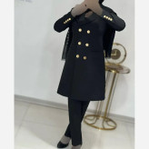 مانتو شلوار اداری مزون دوز الماس پارچه مازراتی نخ توییست رنگ مشکی سایز 1 و 2