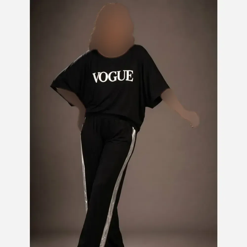ست تیشرت و شلوار اسپان کش VOGUE فری سایز مناسب منزل و باشگاه