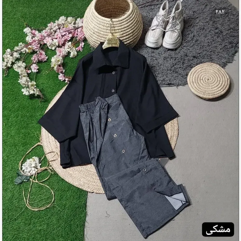 شلوار زنانه جنس داکرون رنگ مشکی سایز فری 38 تا 46