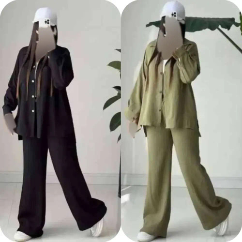 ست مانتو شلوار کراش فری سایز رنگ بندی متنوع