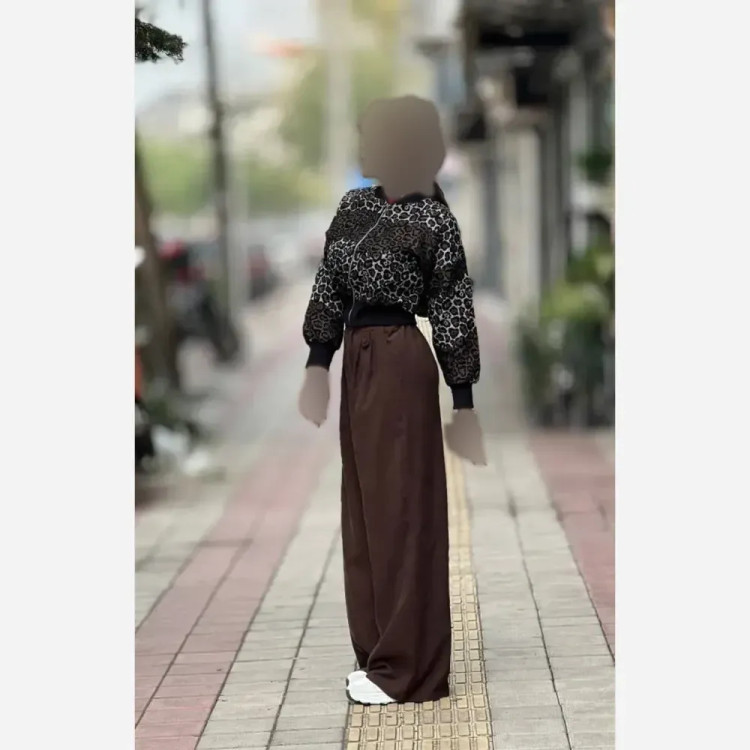 بامبر پلنگی پاییزه جنس تافته فری سایز